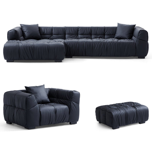 Boba Black Leathaire Sectional Set-Black-hidden