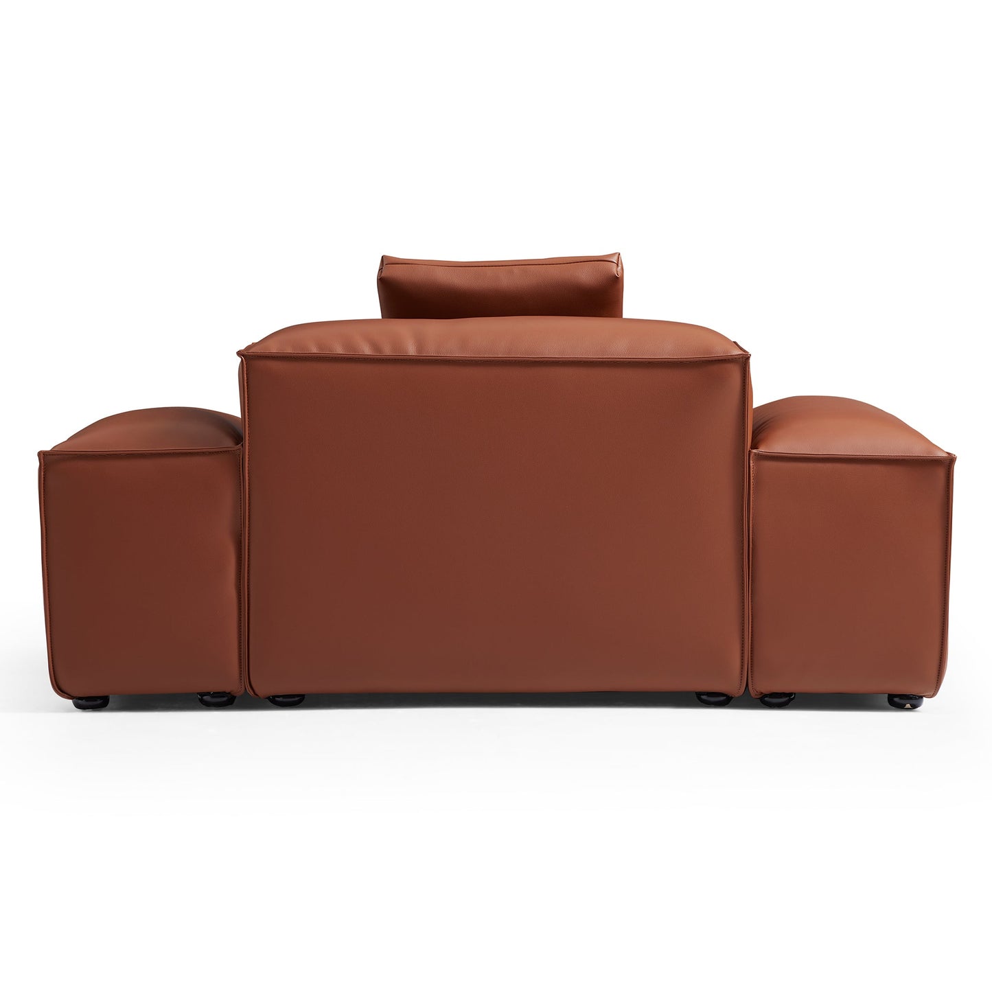 Cube Modular Brown Genuine Leather Armchair-Brown-68.1"-Low