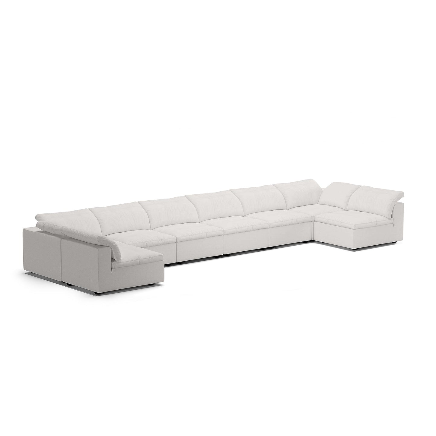 Tender Wabi Sabi Sand U Shaped Sectional with Open Ends-Beige-240.2"