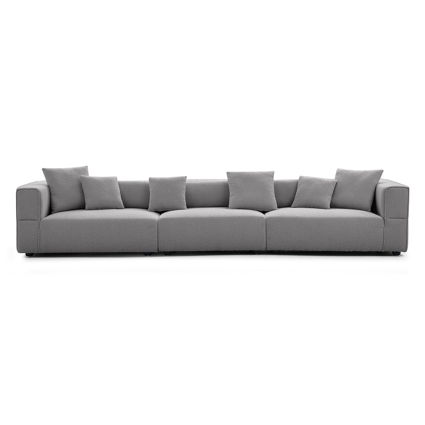 Nordic Modern Creamy Sofa-Gray-6 Seater 143.7"
