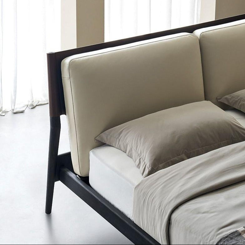 Truffle Cream Leather Bed-Beige