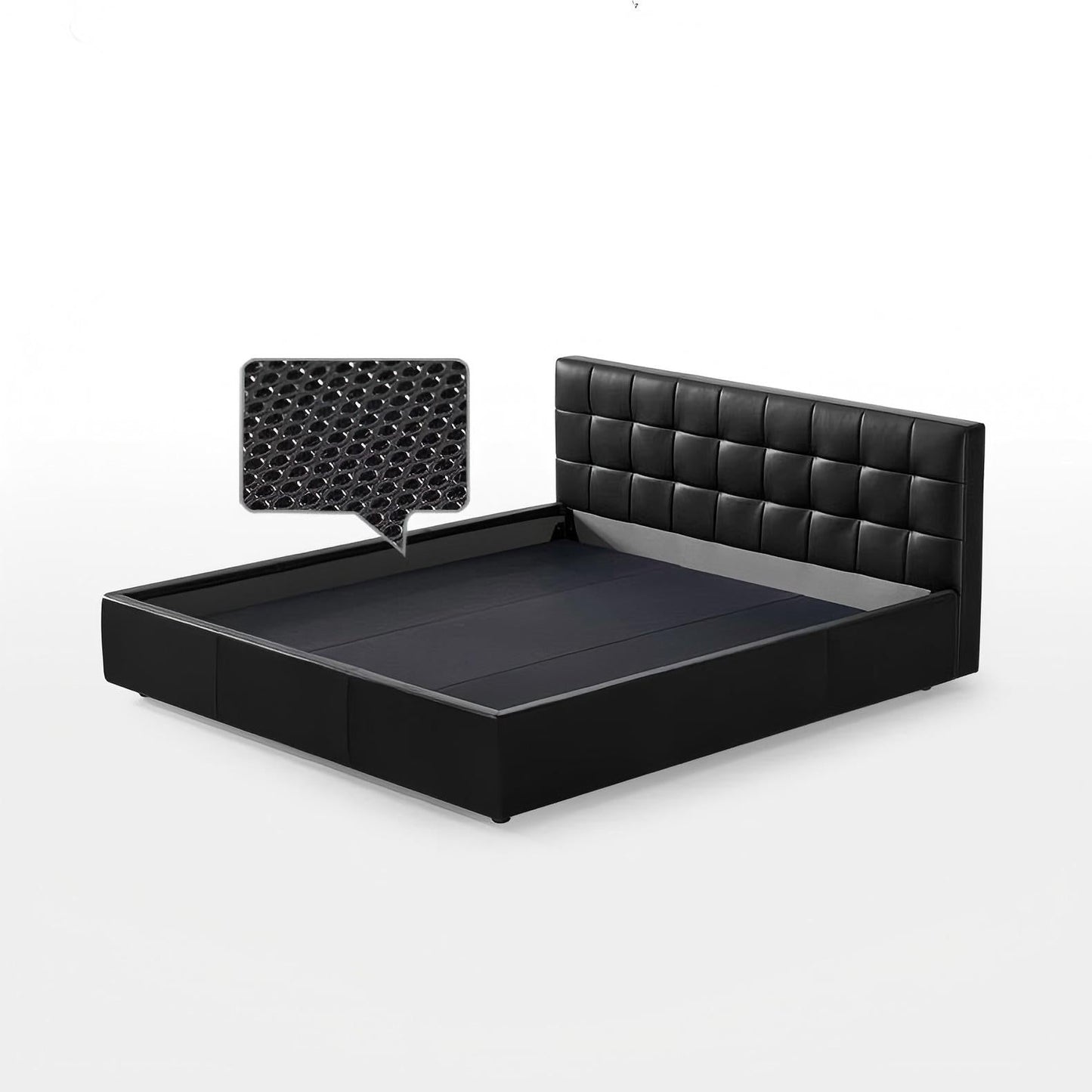 Sugar Cube Leather Bed-Black