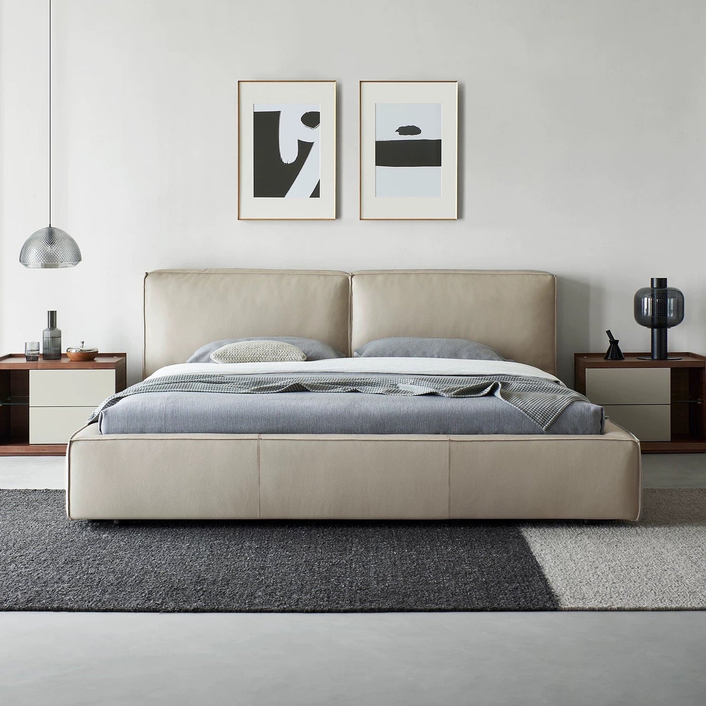 Pudding Leather Bed-Beige