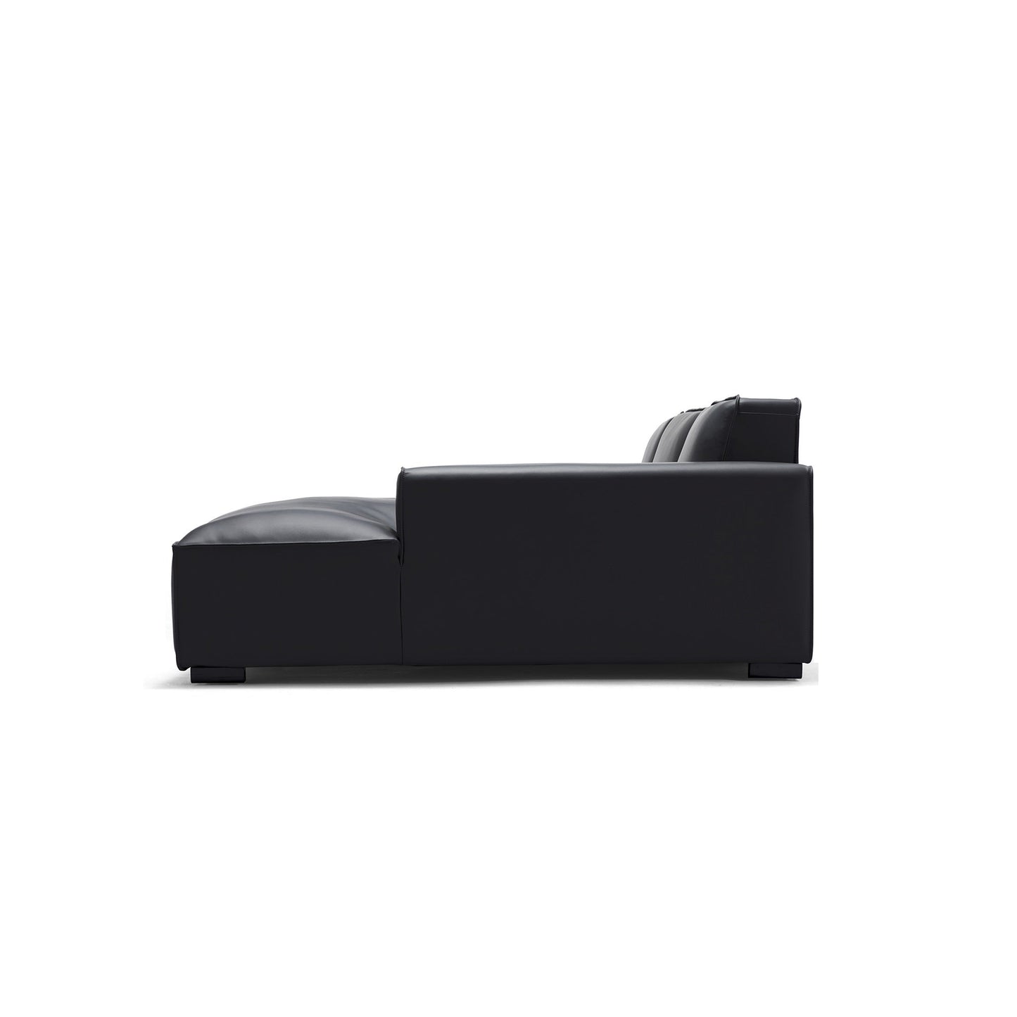 Domus Modular Dark Gray Leather U Shaped Sectional Sofa-Black