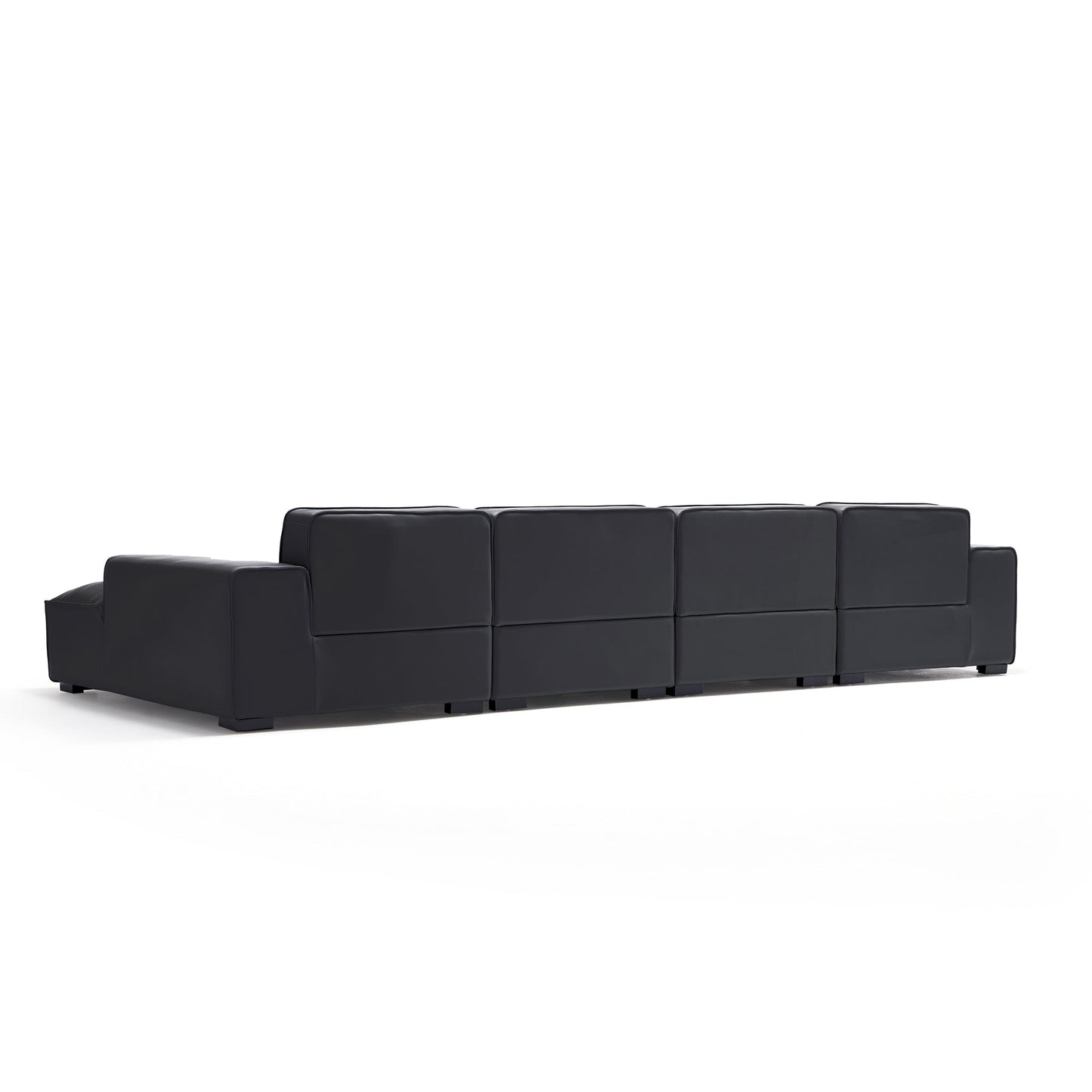 Domus Modular Khaki Leather U Shaped Sectional Sofa-Black-157.5″