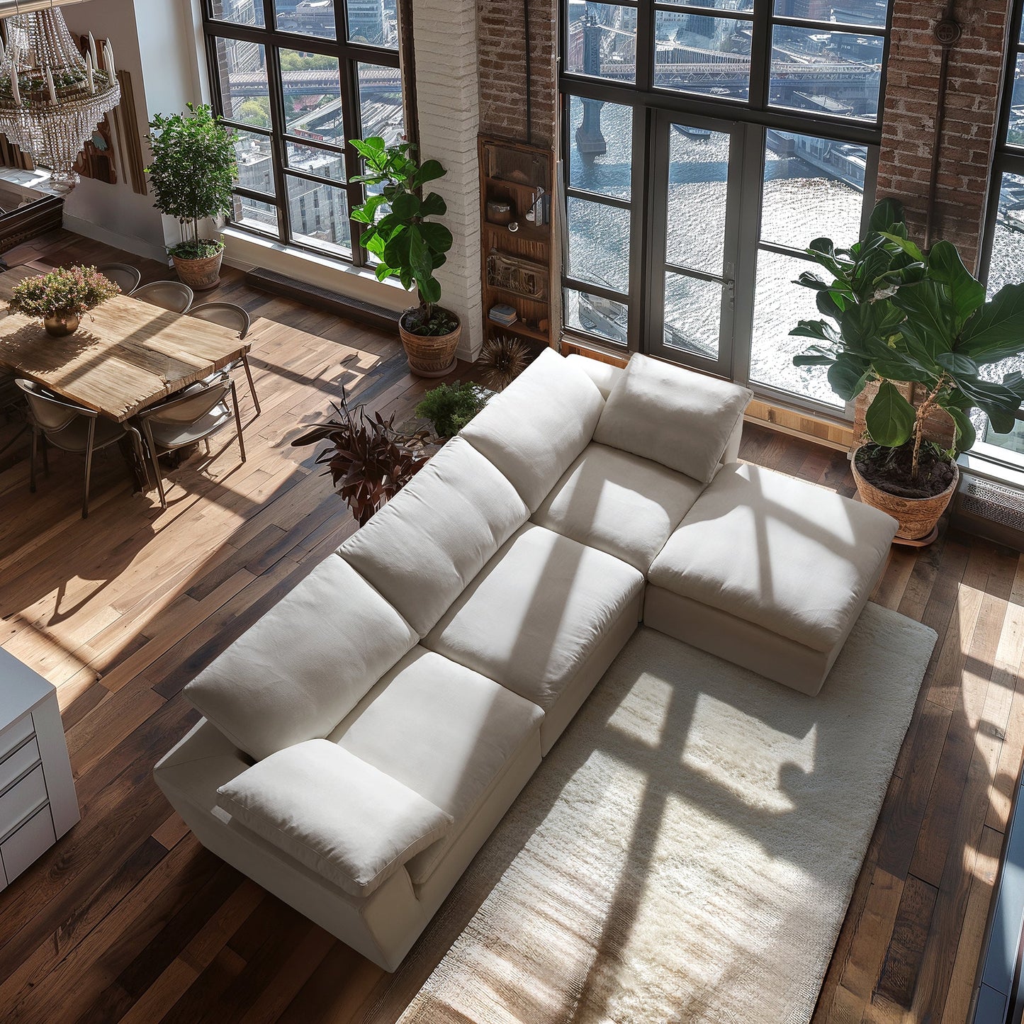 Tender Wabi Sabi Beige Sofa and Ottoman-Beige