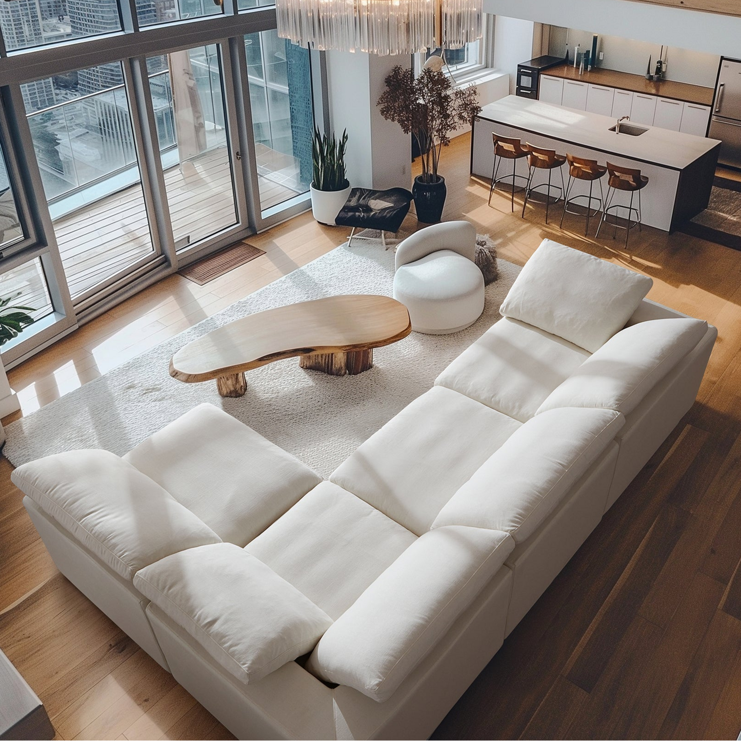 Tender Wabi Sabi Sand L Shaped Sectional-Beige