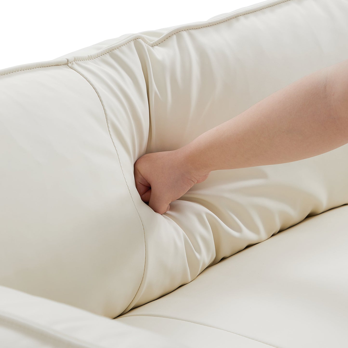 Vanilla White Leather Sofa-White