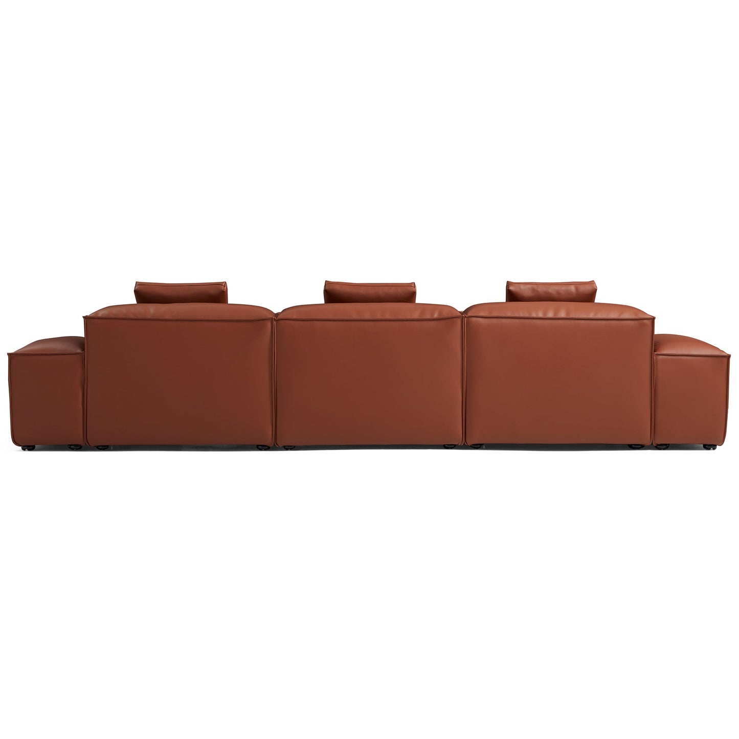 Cube Modular Brown Genuine Leather Sectional-Brown-142.9"-Low