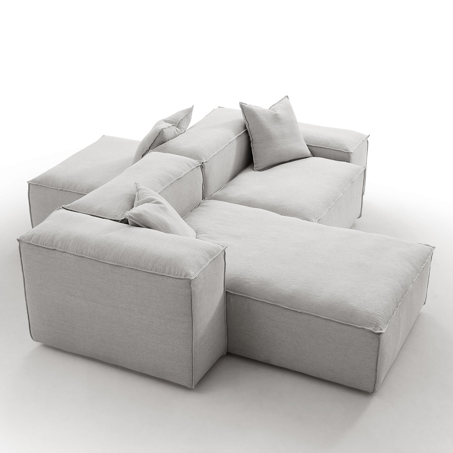 Freedom Modular White Double Sided Sectional Sofa-Gray-106.3″-Low & High