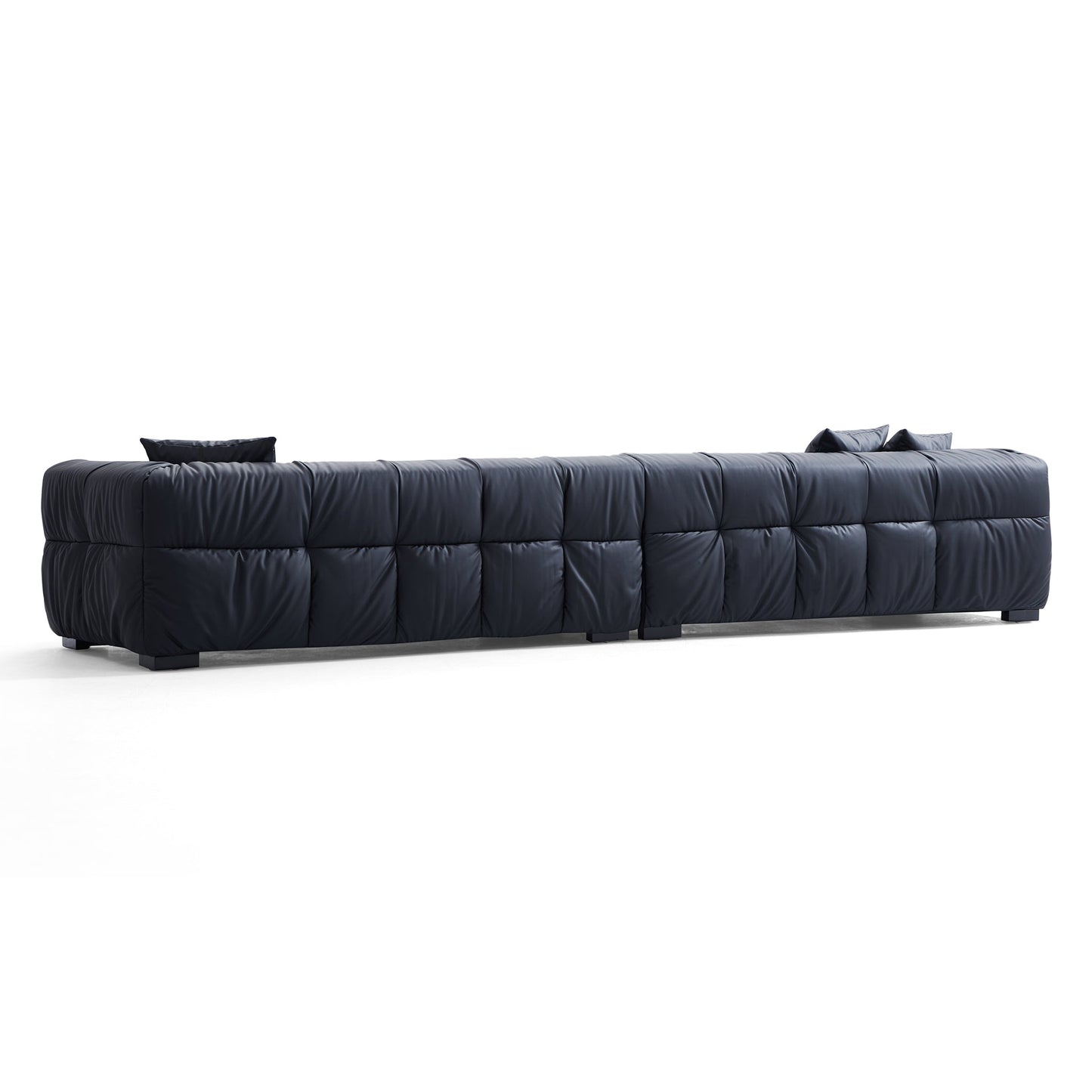 Boba Black Leathaire Sofa-Black-141.7″