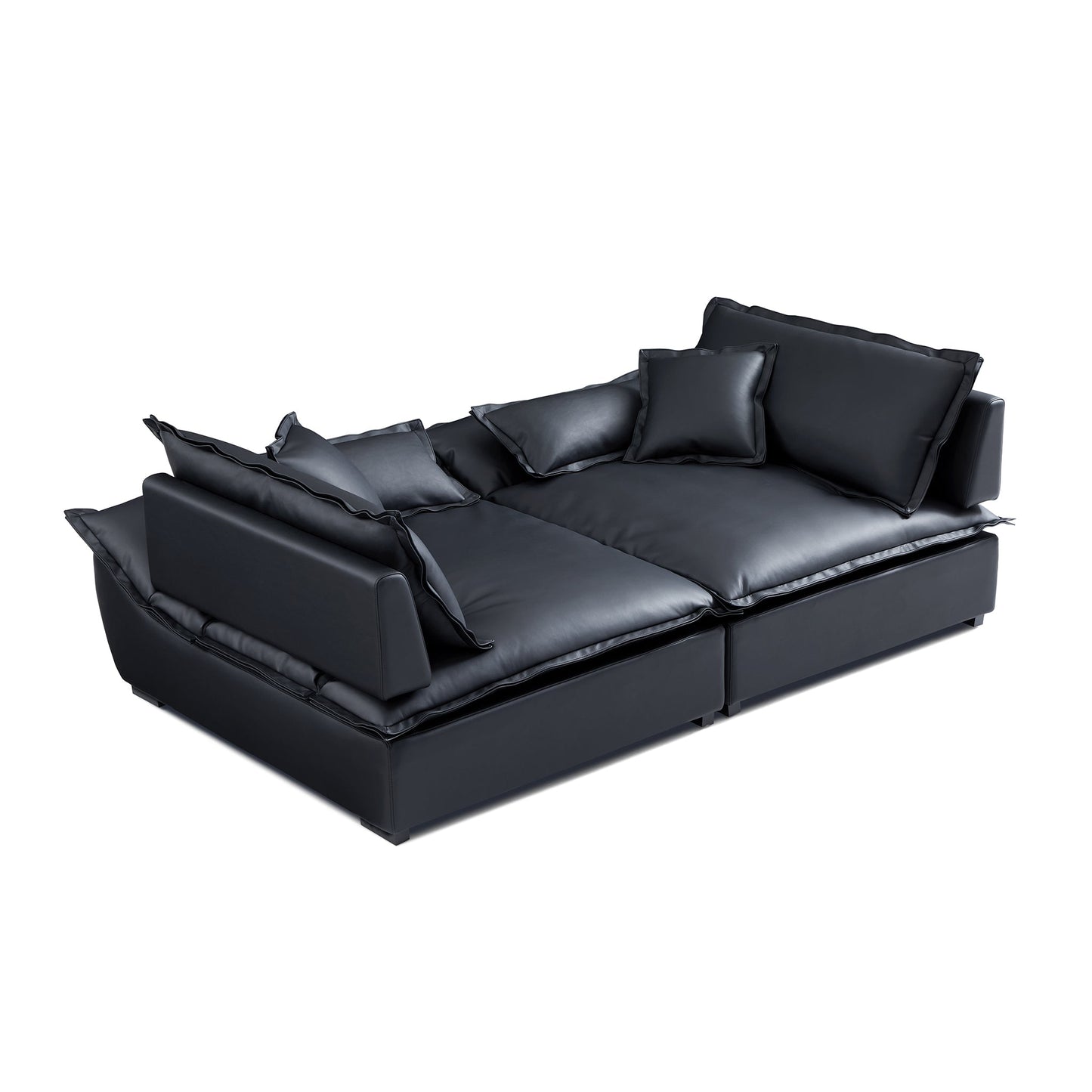 Casper Sailboat Leather Sofa-Black