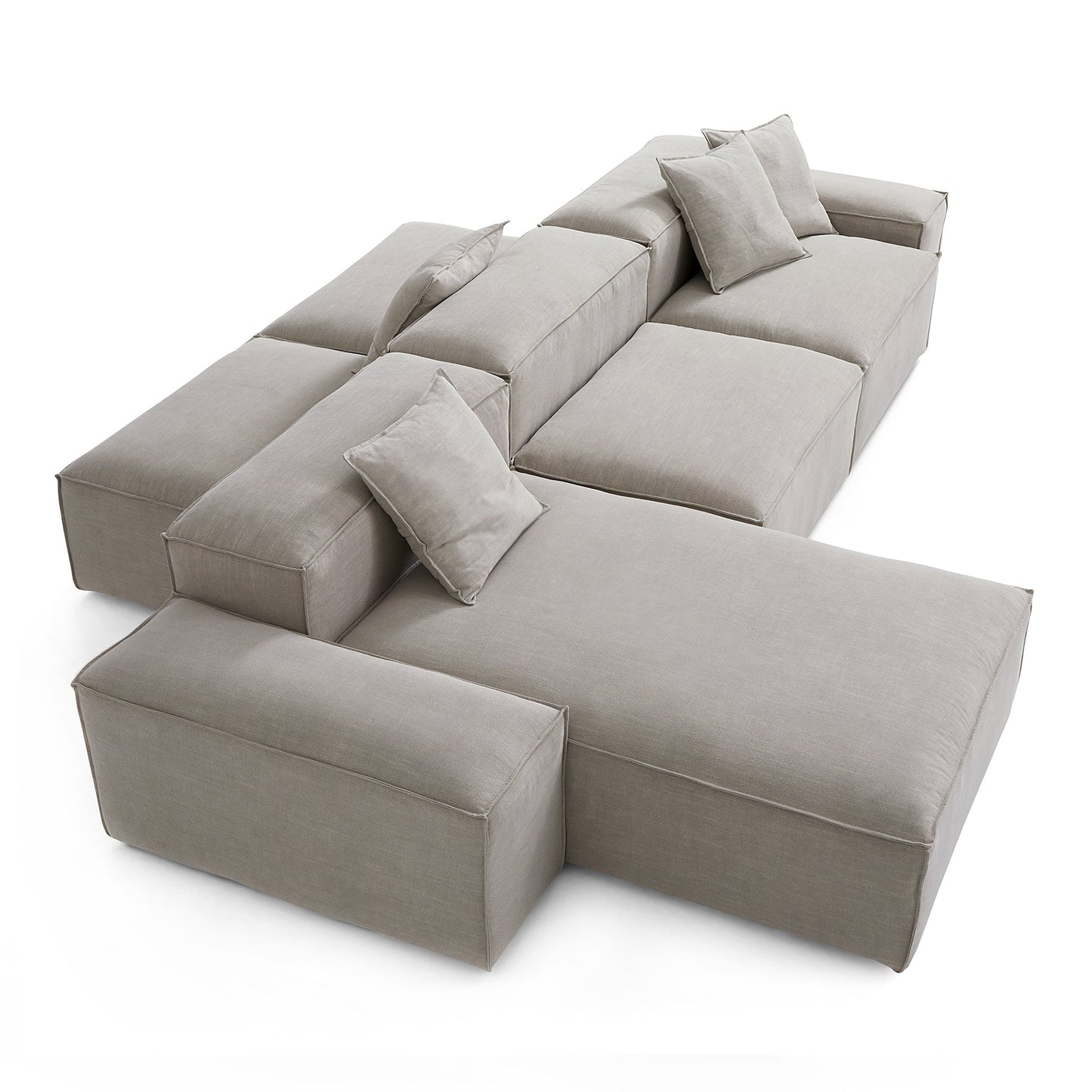 Freedom Modular New Gray Double Sided Sectional Sofa-Sand-143.7"-Low
