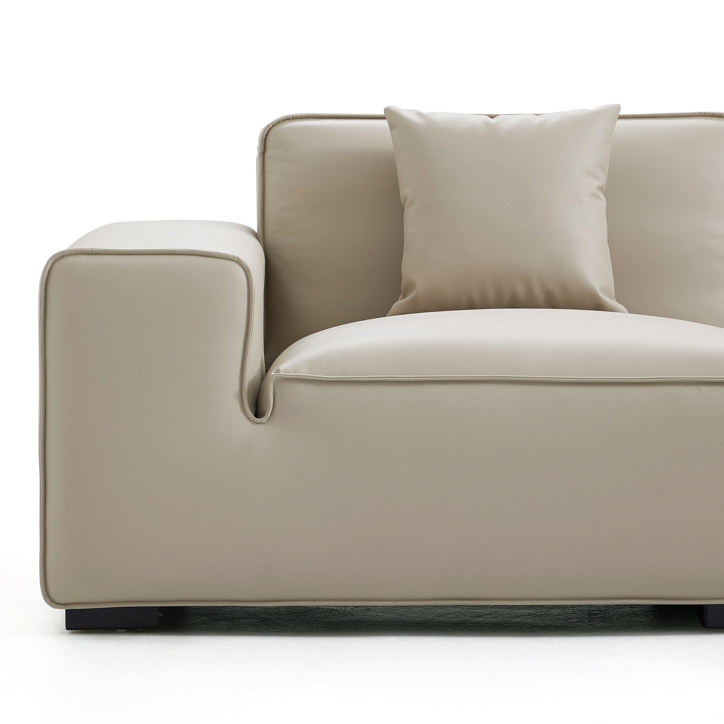 Domus Modular Black Leather Armchair-Beige