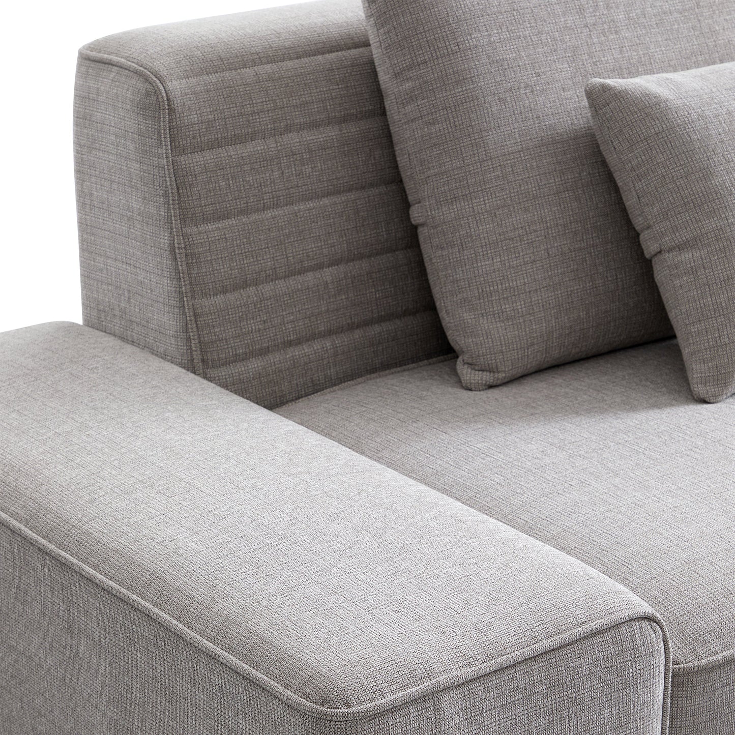 Brandy Channel Tufting Sectional with Coffee Table-Gray