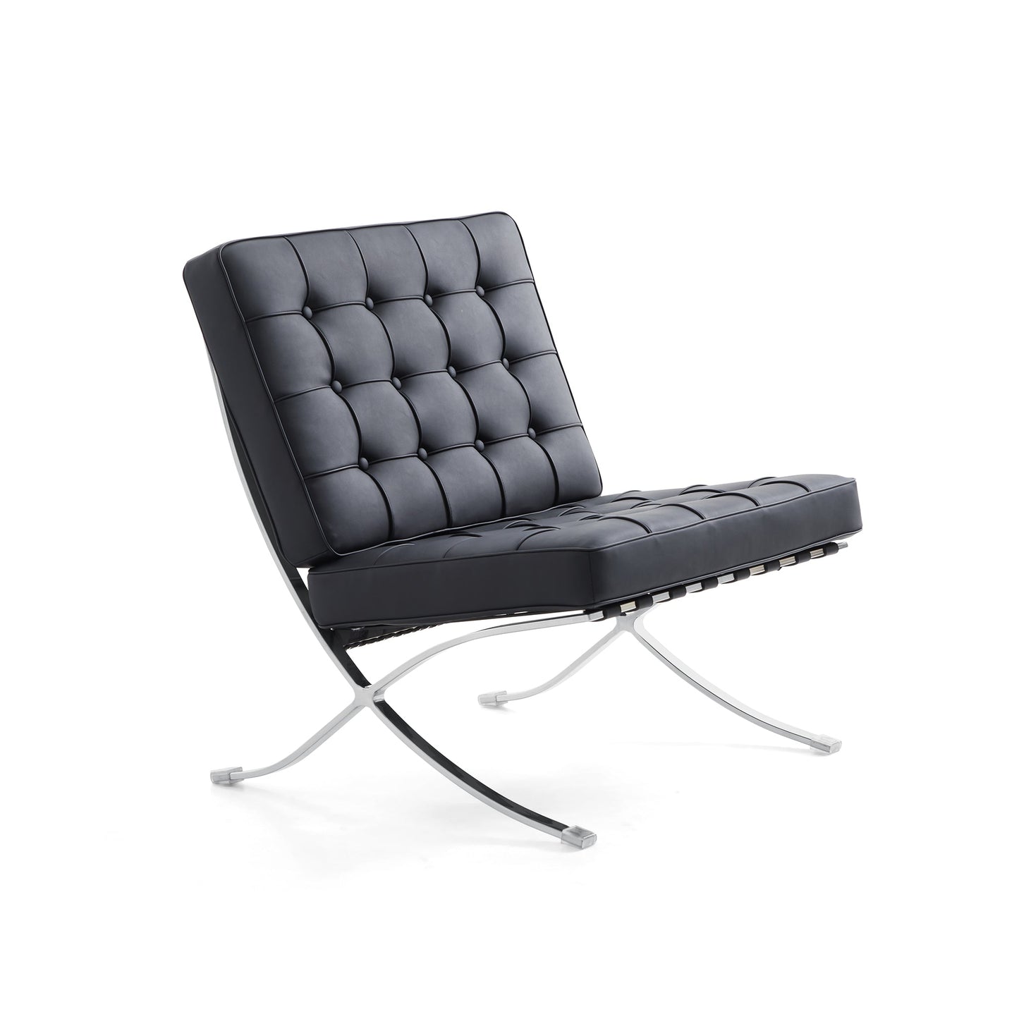 Barcelona Leather Lounge Chair-Black