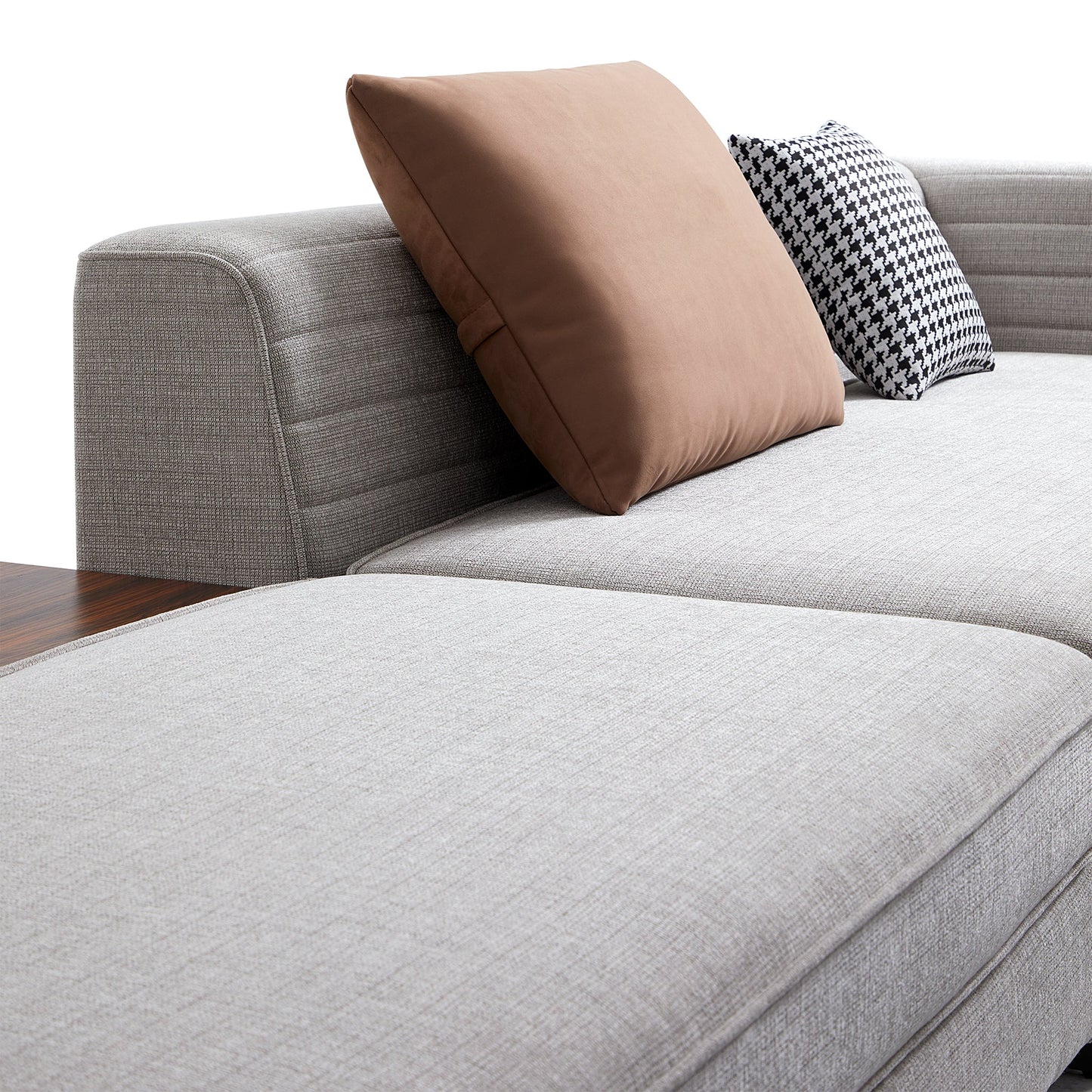 Brandy Channel Tufting Sectional with Coffee Table-Gray