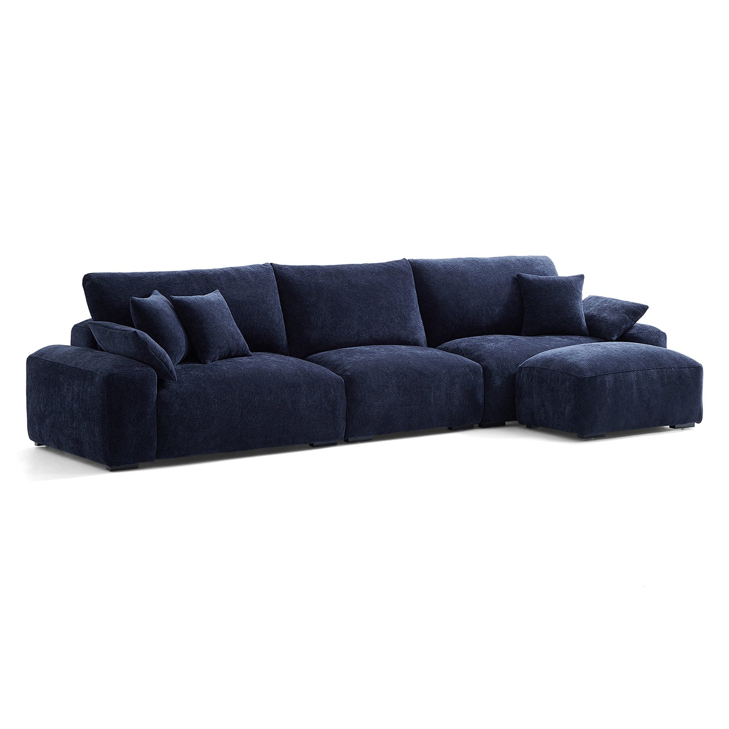 The Empress Navy Blue Sofa and Ottoman-Navy Blue-141.7"