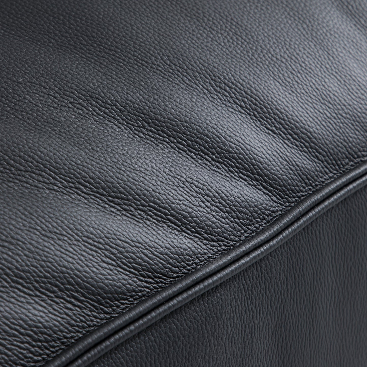 Luxury Minimalist Dark Brown Leather Sofa and Ottoman-Black