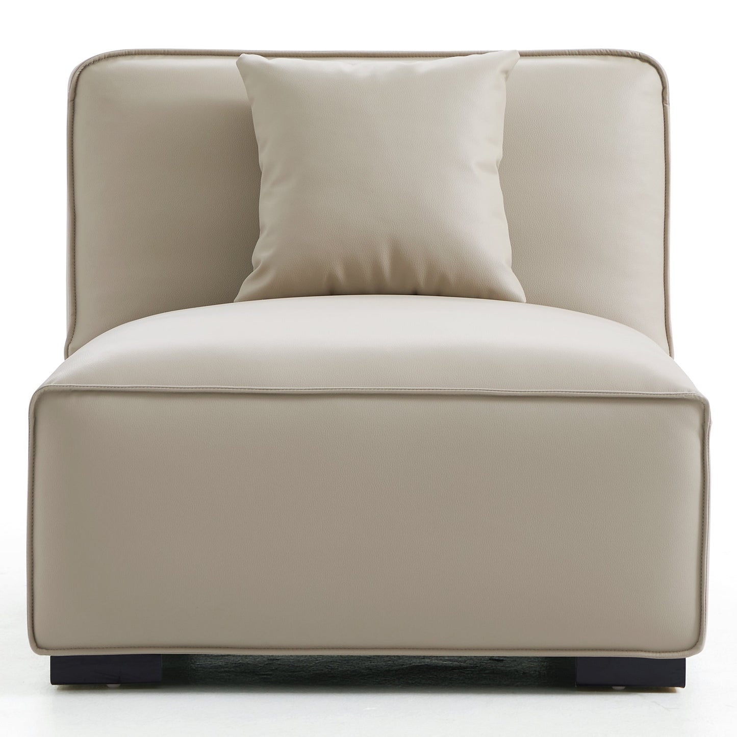 Domus Modular Khaki Leather Sectional Sofa-Beige