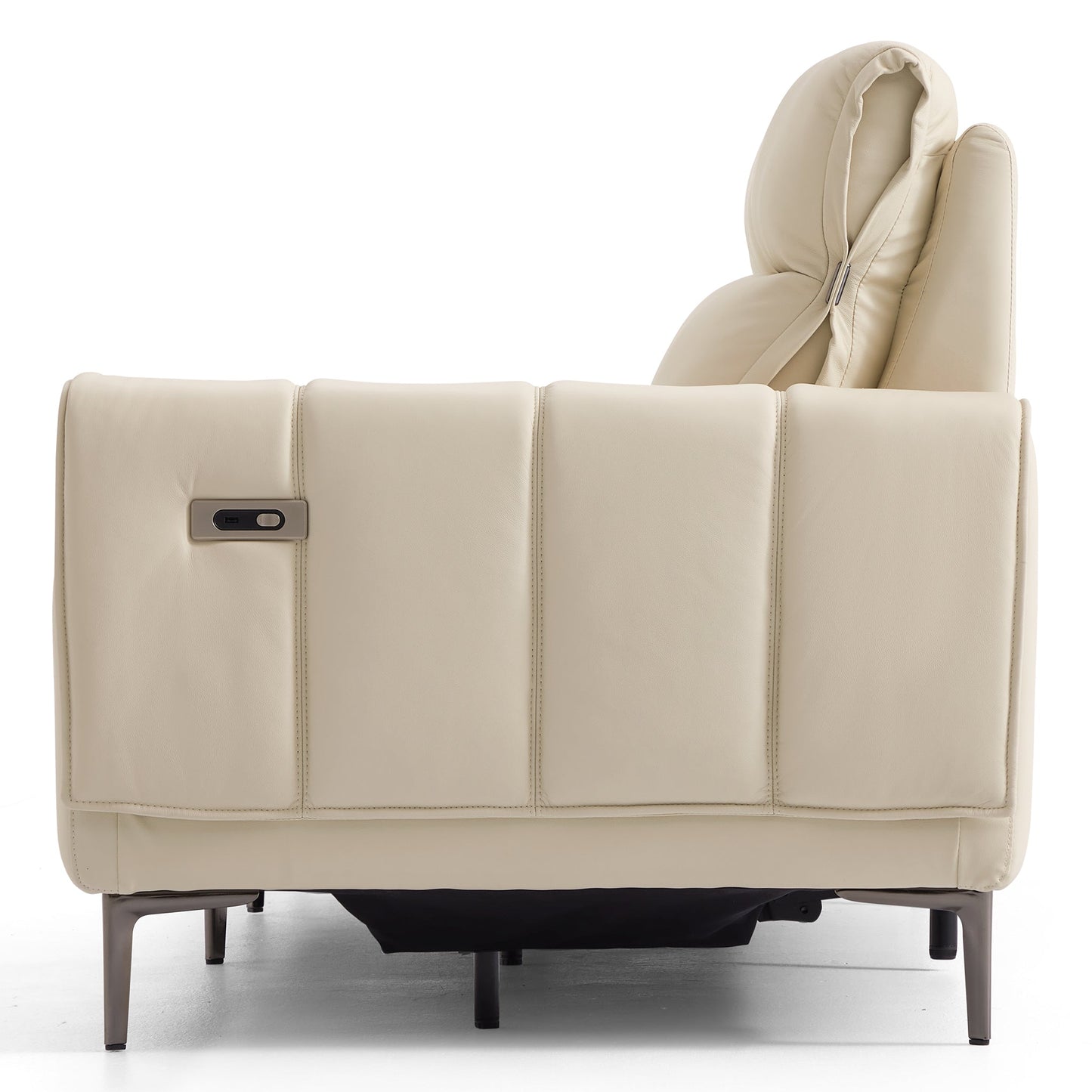 Louis Leather Power Recliner Sofa-Beige