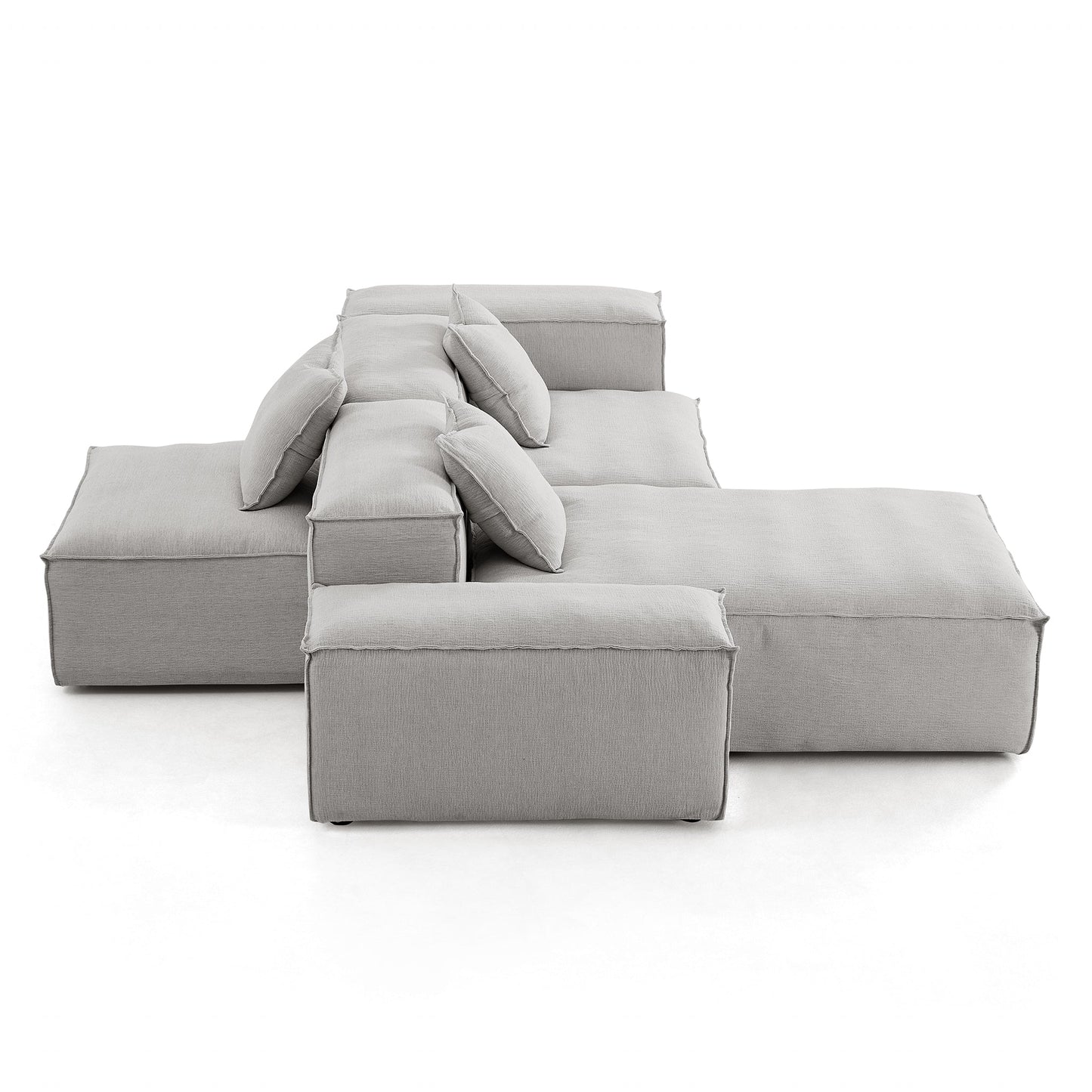 Freedom Modular Gray Double Sided Sectional Sofa-Gray-106.3″-Low & High