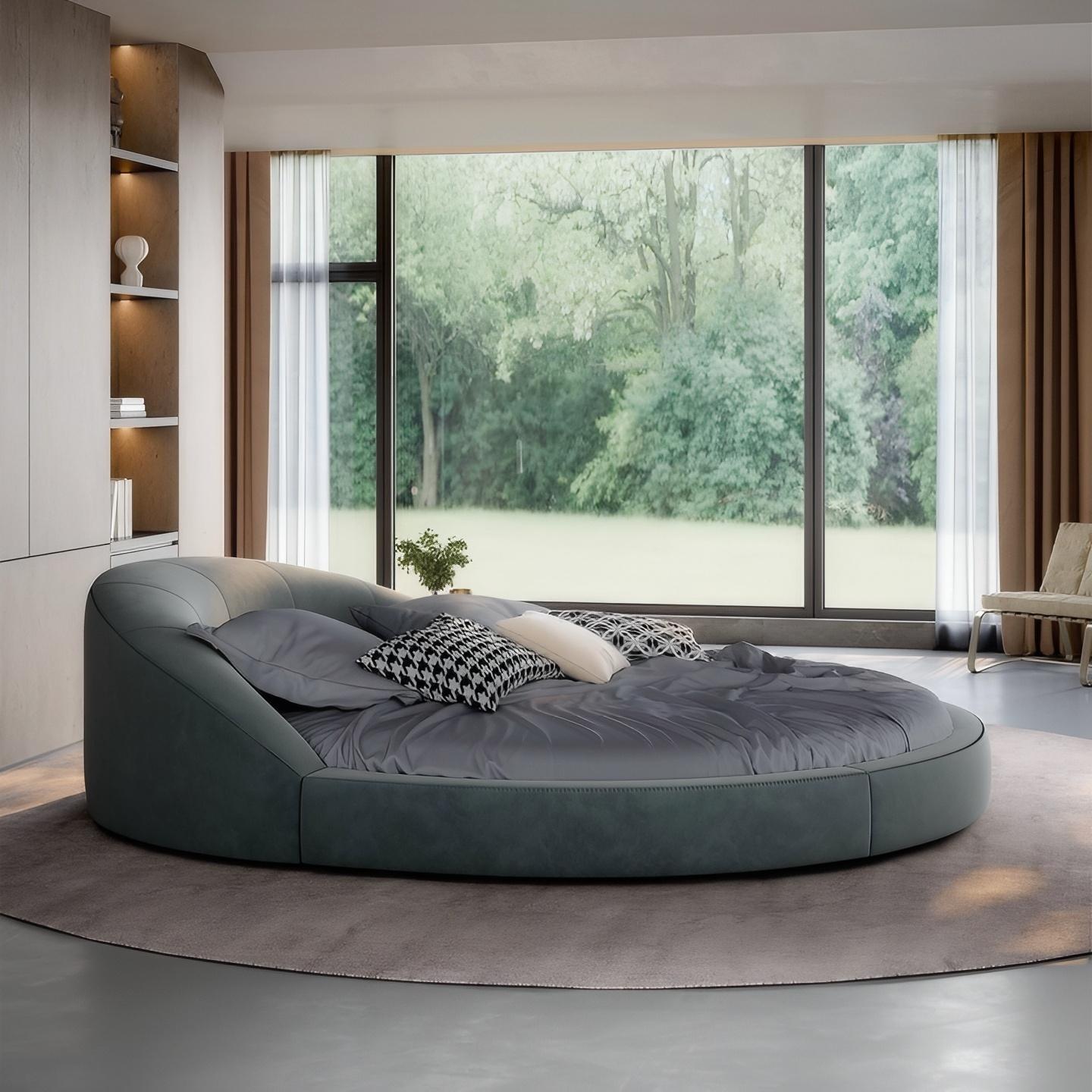 Matcha Mousse Velvet Round Bed