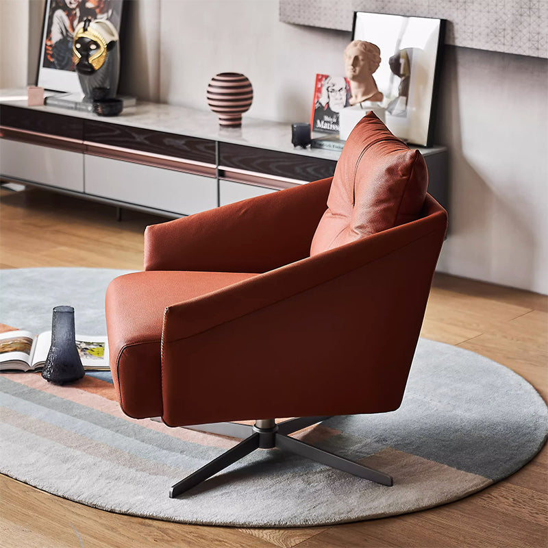 Flamingo Red Fabric Swivel Accent Chair-Red