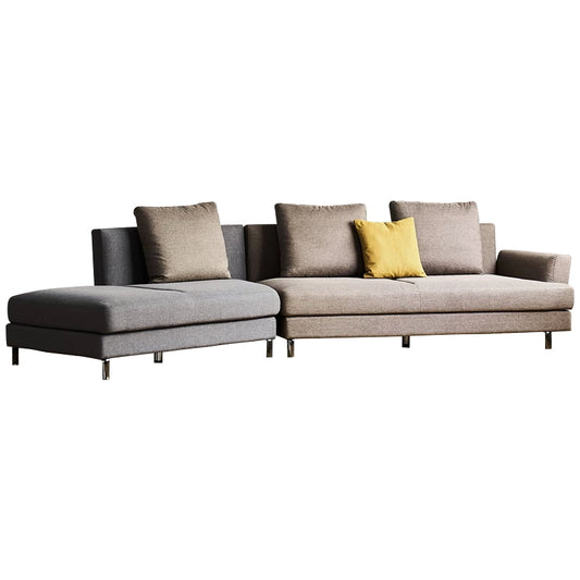 Peanut Dual Tone Curved Sectional-Gray & Brown-148.0"-Facing Left