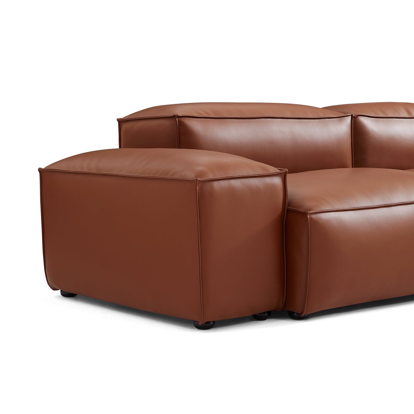 Cube Modular Brown Genuine Leather Sofa-Brown