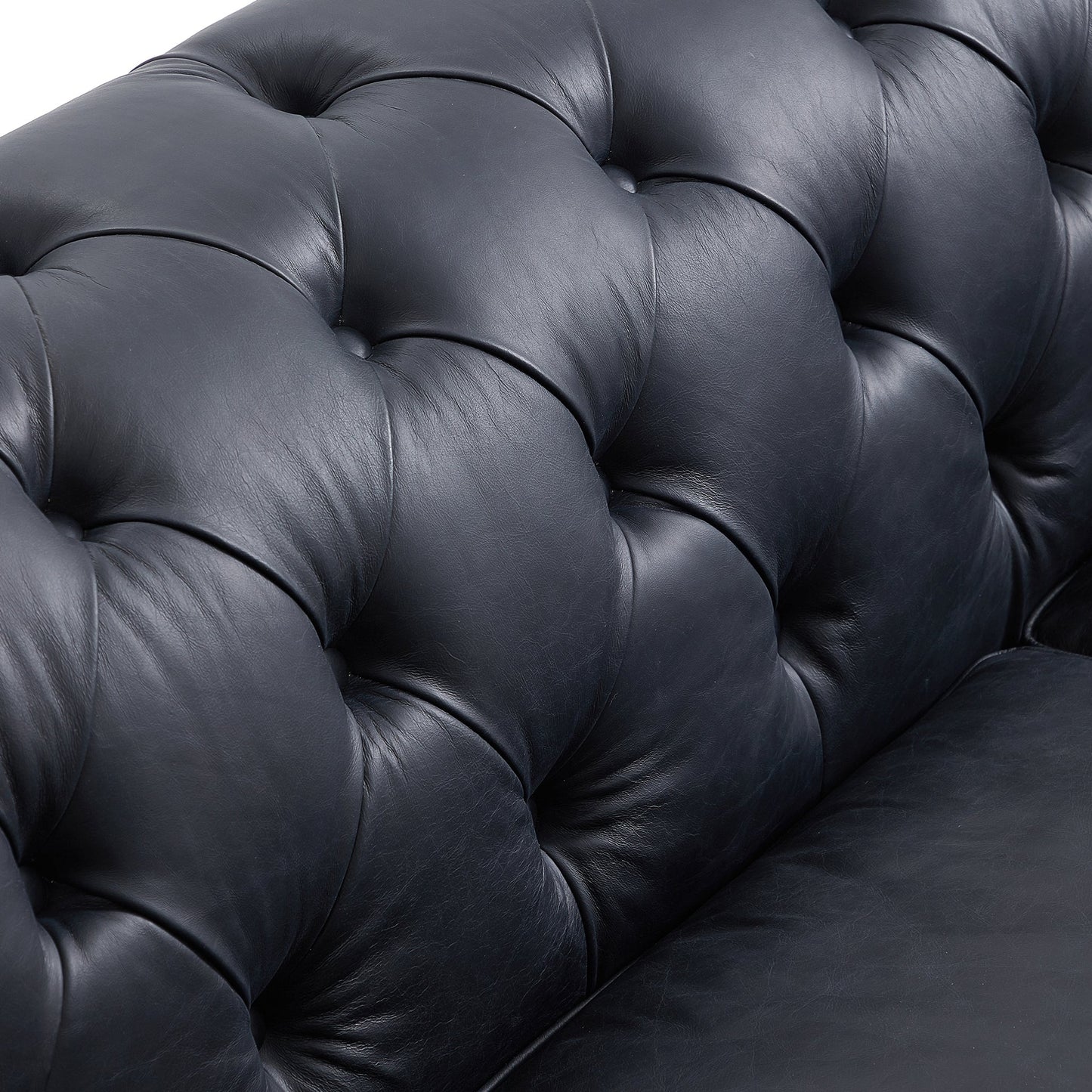 Durango Chesterfield Top Grain Leather Tufted Sofa-Black