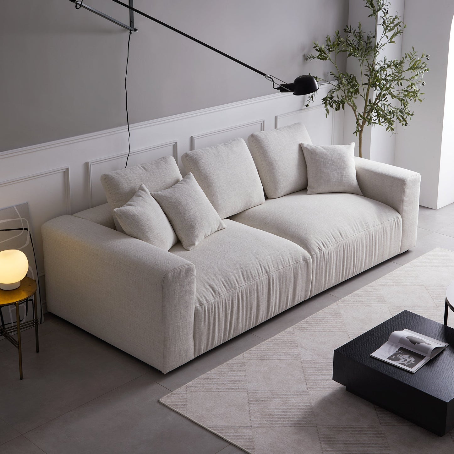 Serrat Beige Performance Fabric Sofa-Beige