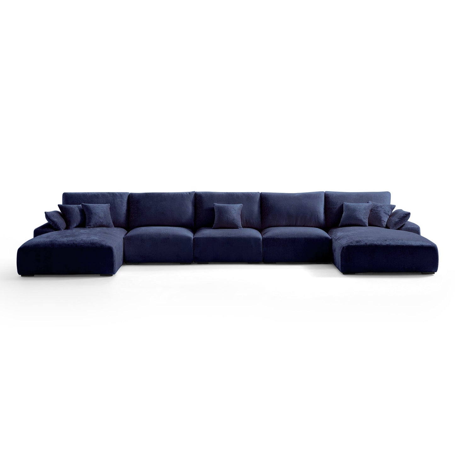 The Empress Beige U Shaped Sectional Sofa-Navy Blue-196.9"