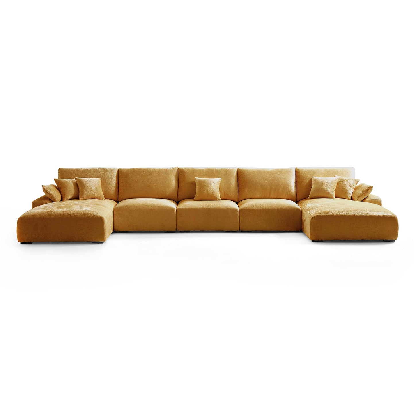 The Empress Navy Blue U Shaped Sectional-Yellow-196.9"