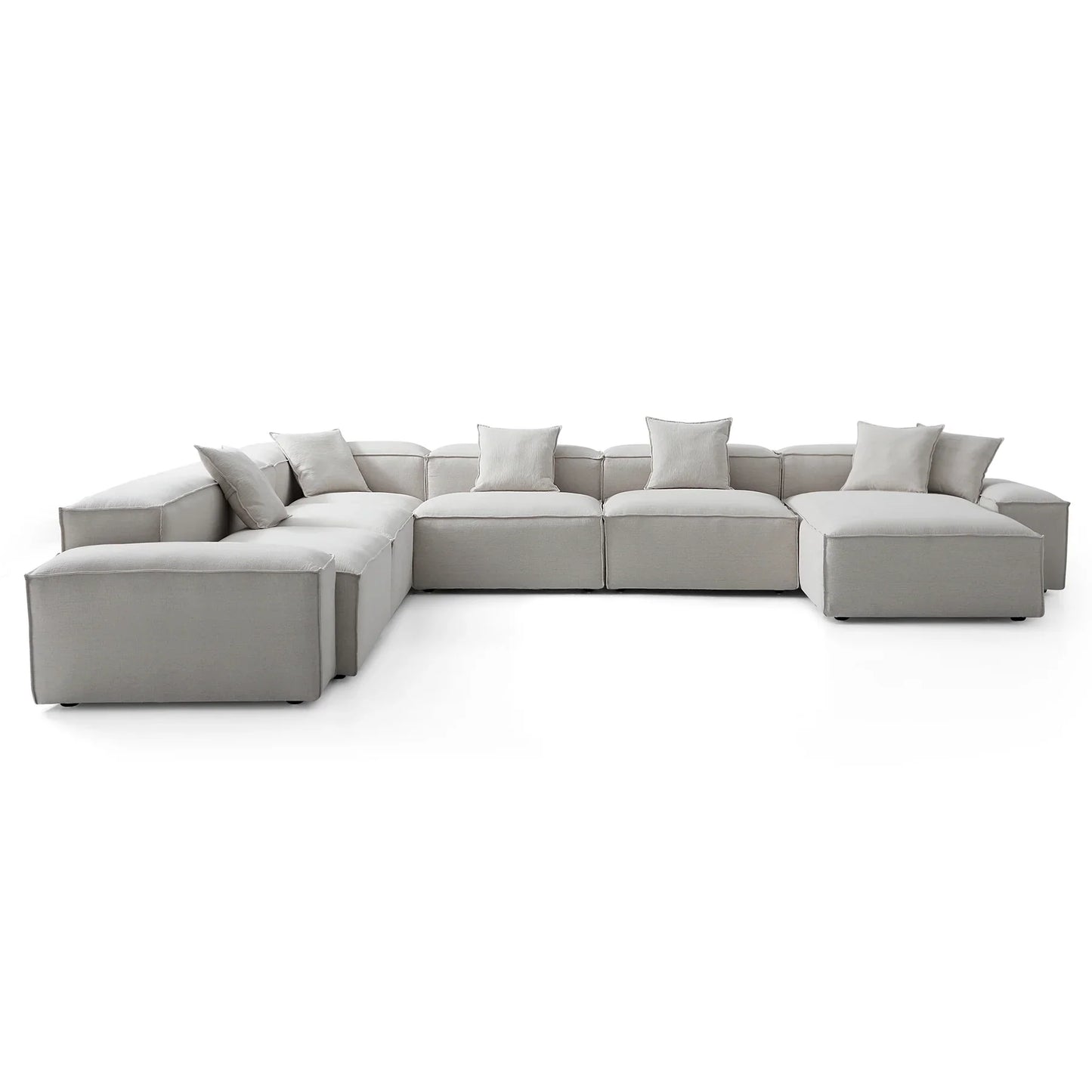Freedom Modular Khaki U Shaped Sectional Sofa-Gray-177.2"-Low