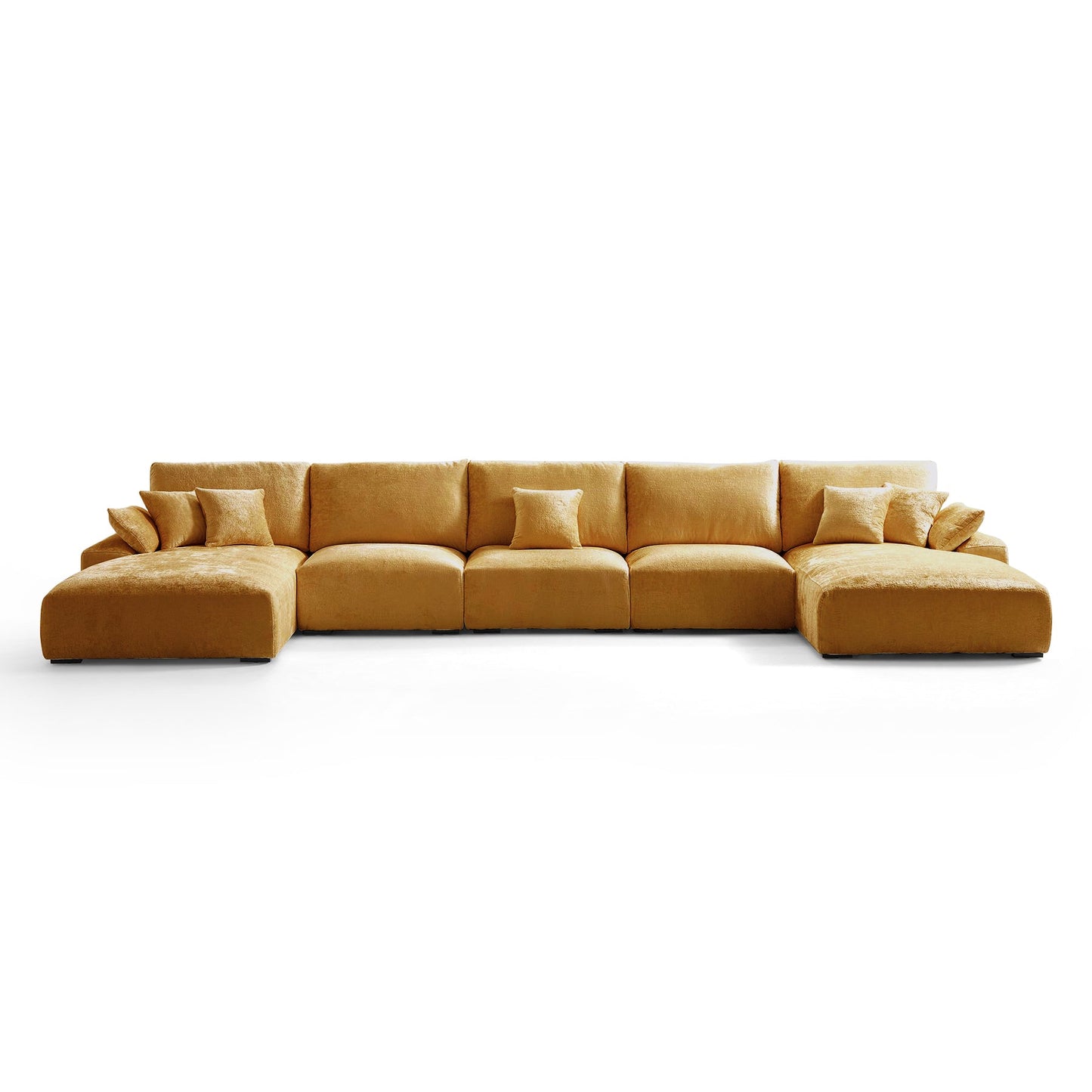 The Empress Beige U Shaped Sectional Sofa-Yellow-196.9"