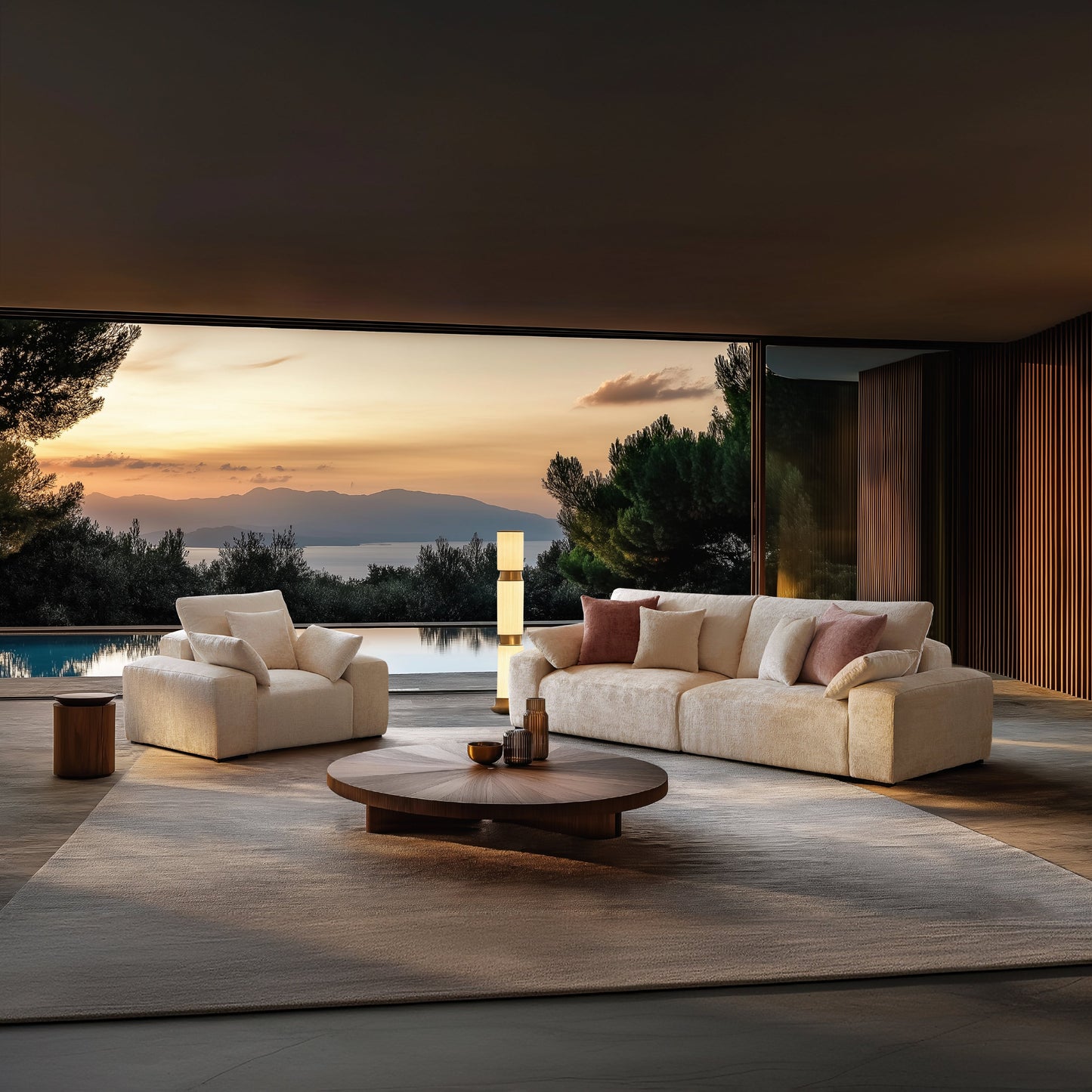 The Empress Gray Sofa Set-Beige