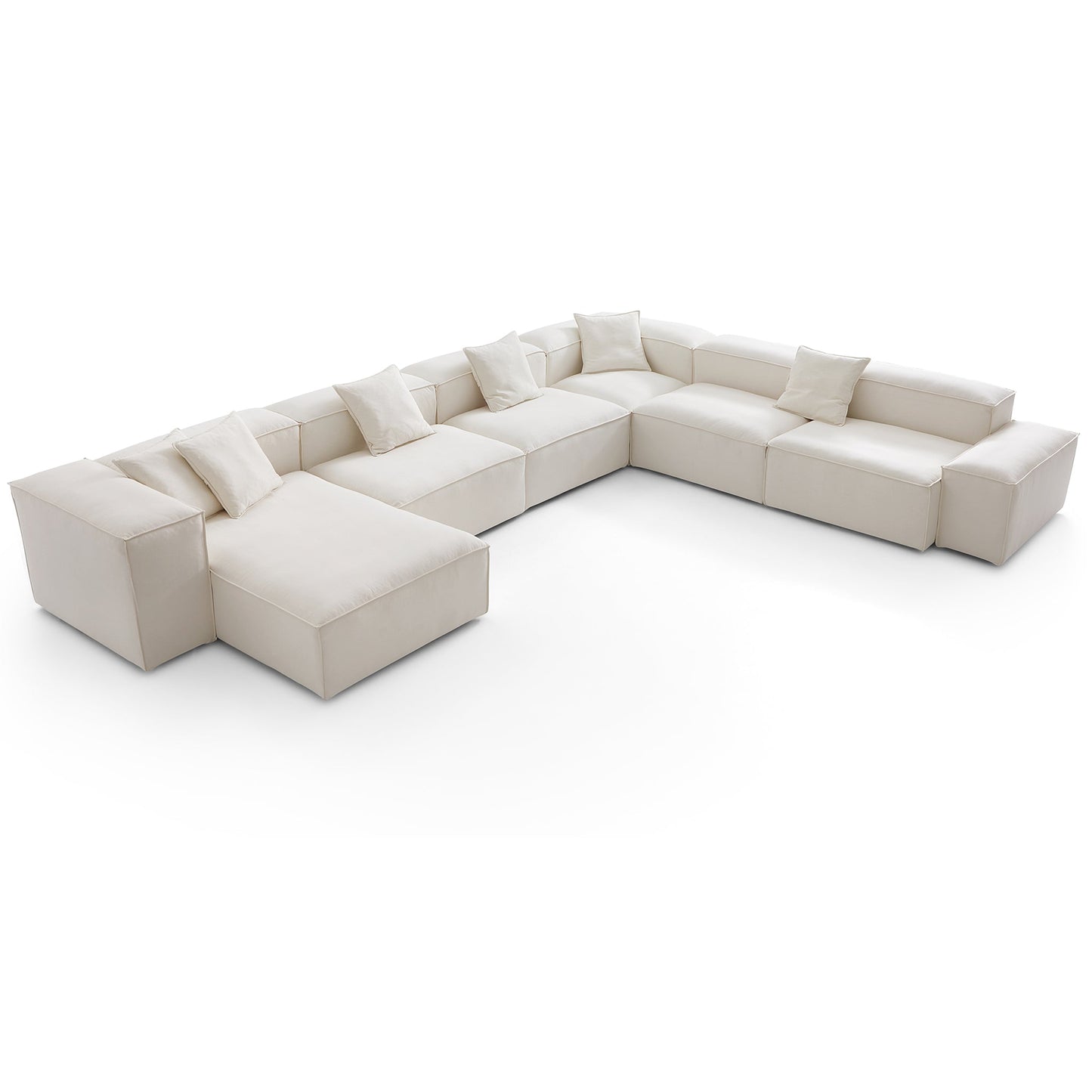 Freedom Modular Beige U Shaped Sectional Sofa-Beige-177.2"-Low & High