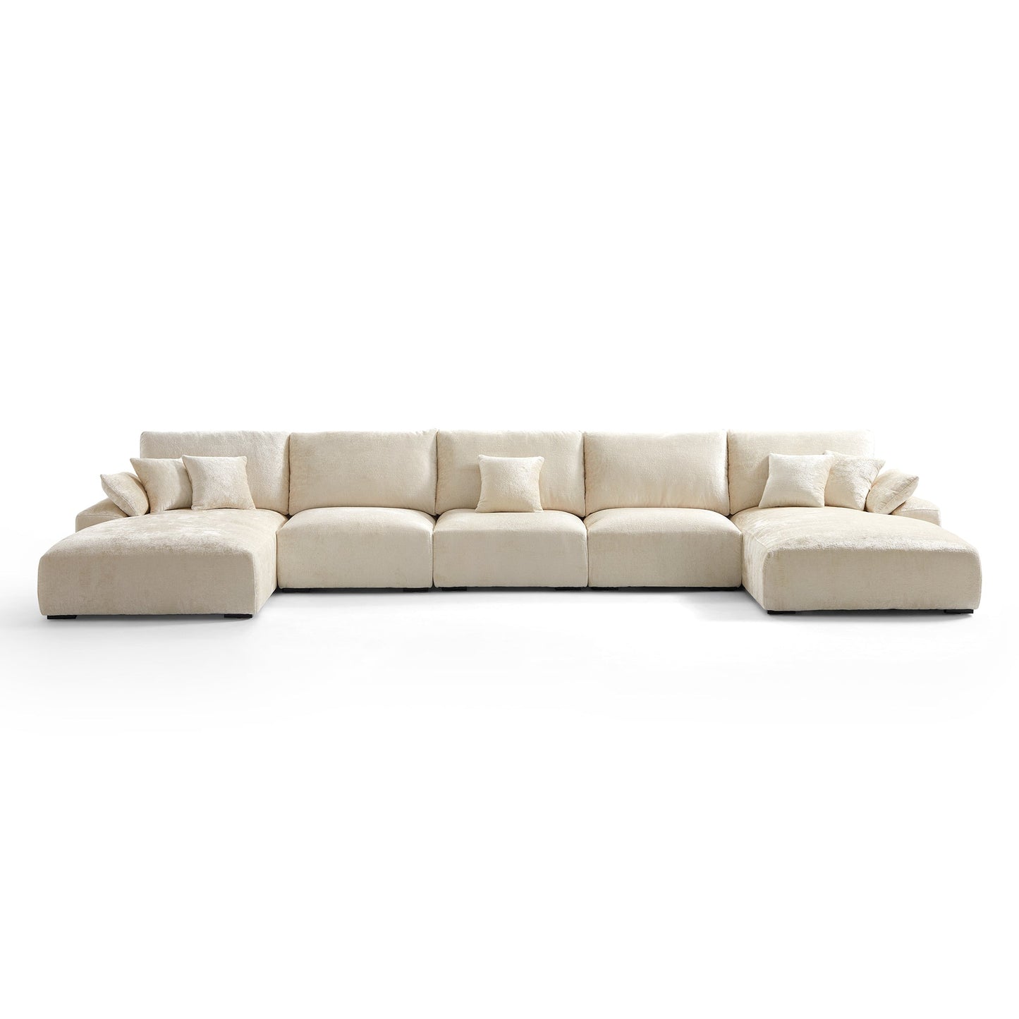 The Empress Gray U Shaped Sectional Sofa-Beige-196.9″