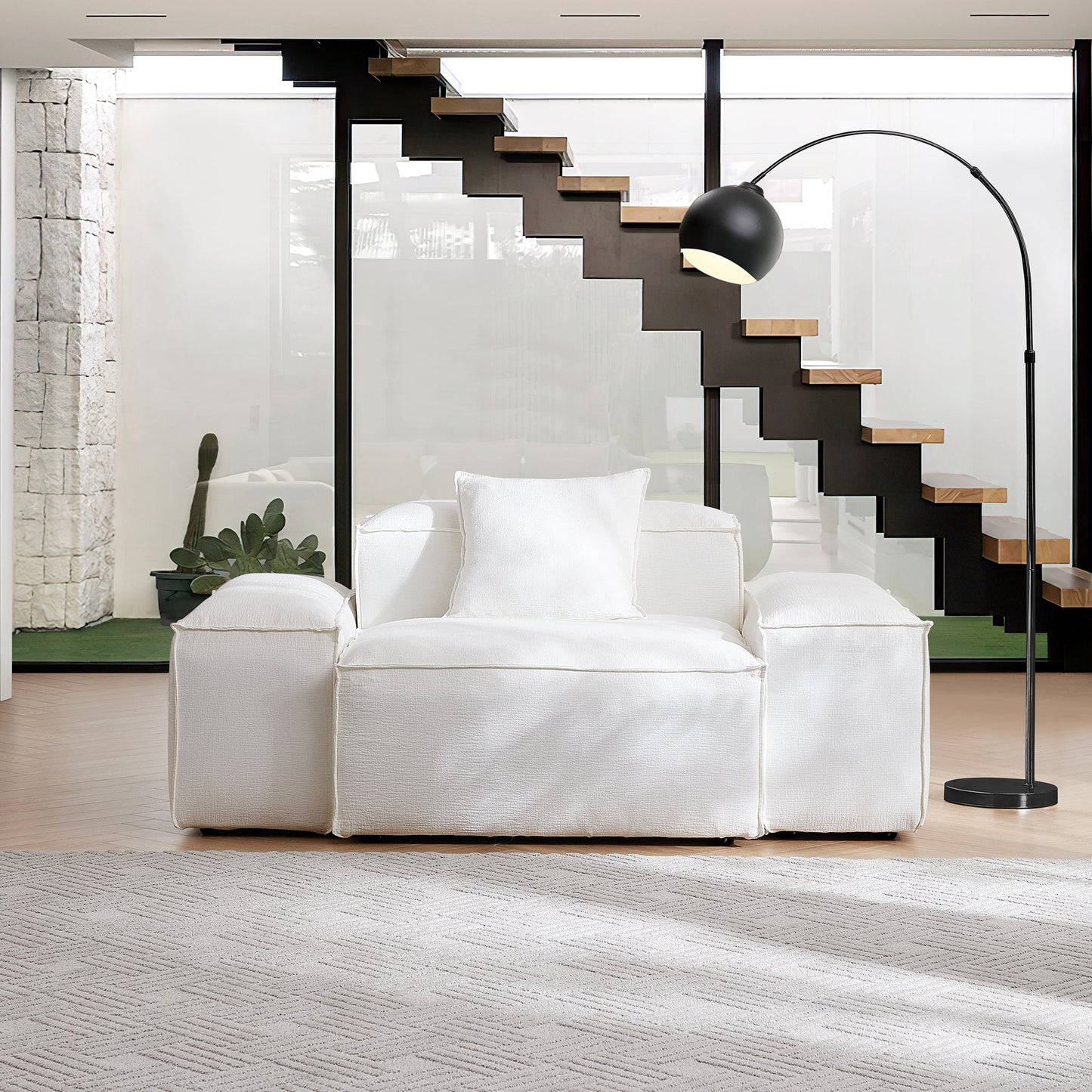 Freedom Modular White Accent Armchair-White