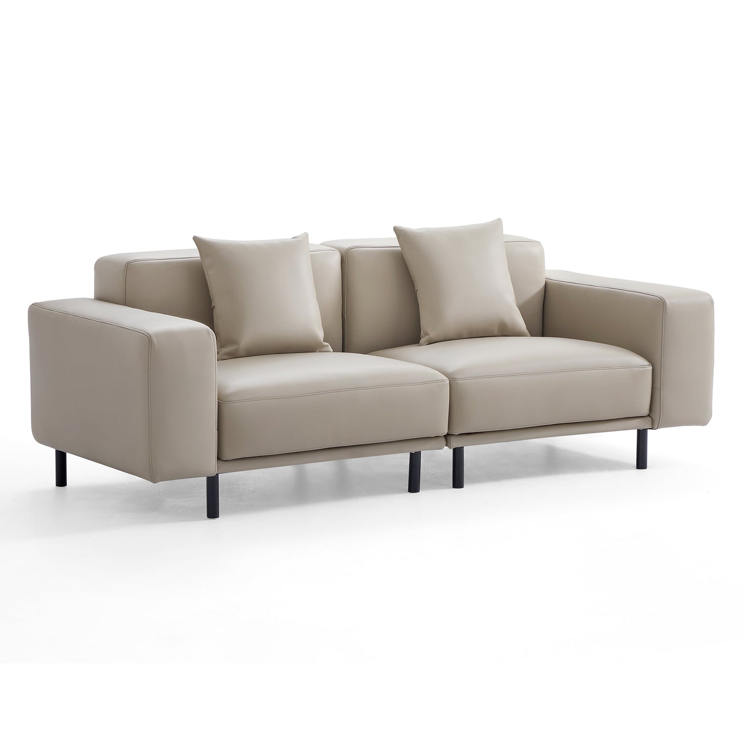 Noble Dark Gray Leather Sofa-Beige-87.4″