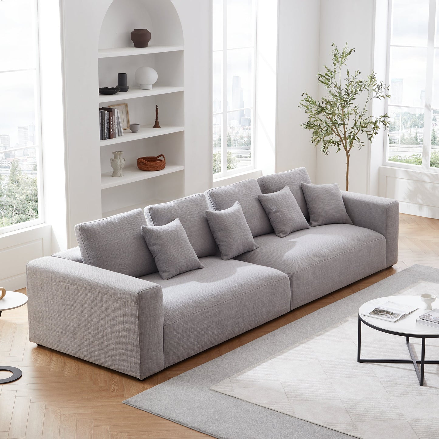 Nathan Modular Light Gray Polyester Fabric Sofa-Light Gray