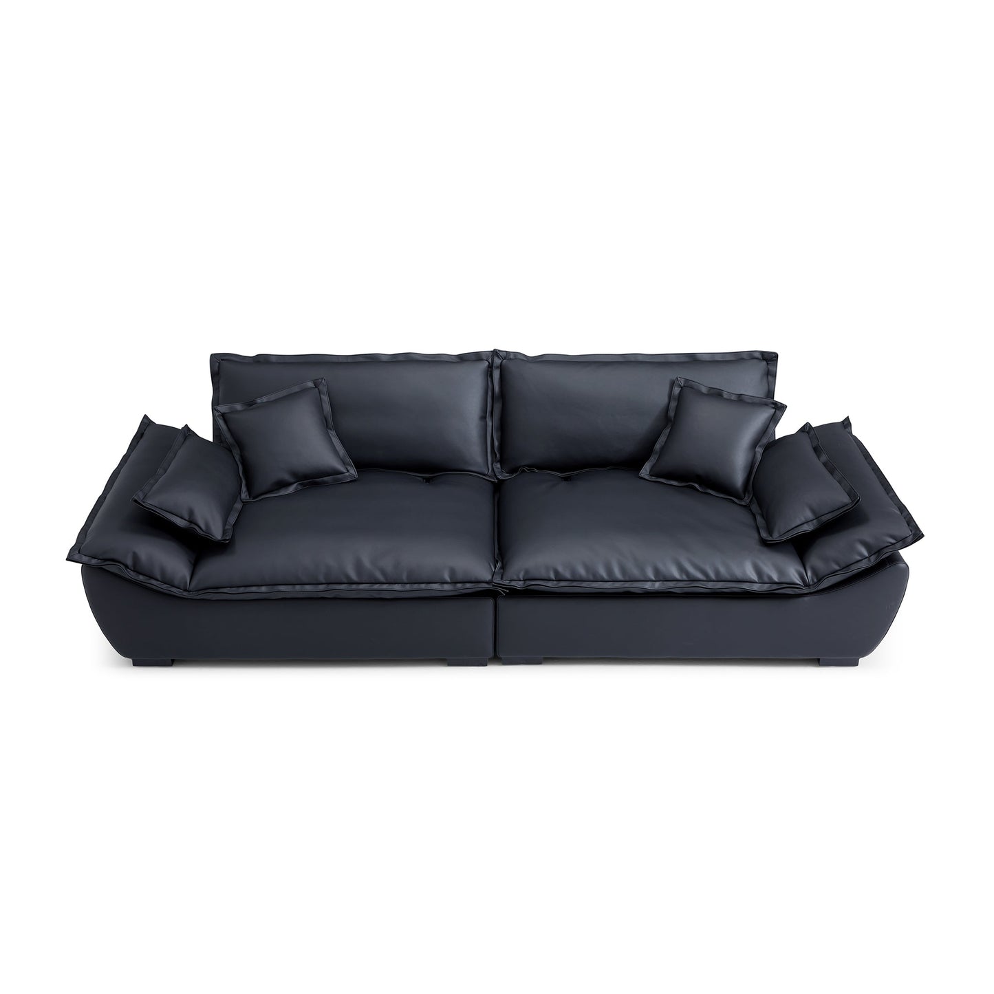 Casper Sailboat Leather Sofa-Black