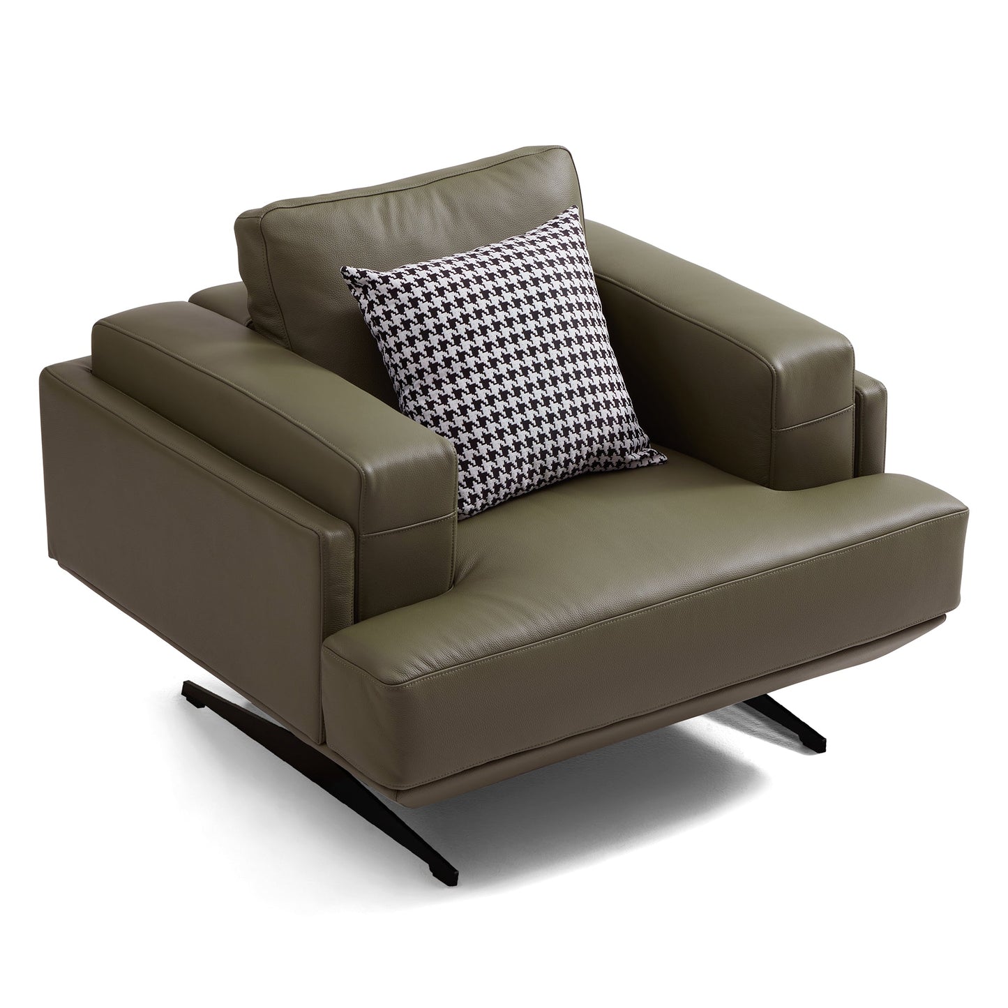 Olivia Top Grain Genuine Leather Armchair-Olive