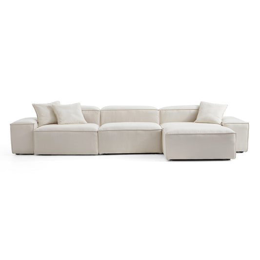 Freedom Modular Sofa with Ottoman-Beige-143.7"-Low