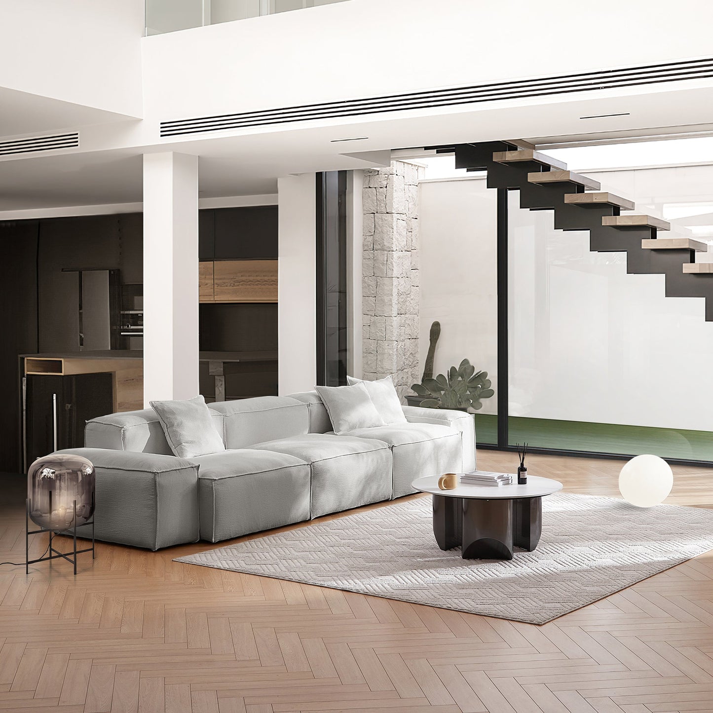 Freedom Modular Gray Sofa-Gray