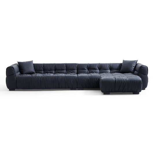 Boba Black Leathaire Sofa and Ottoman-hidden