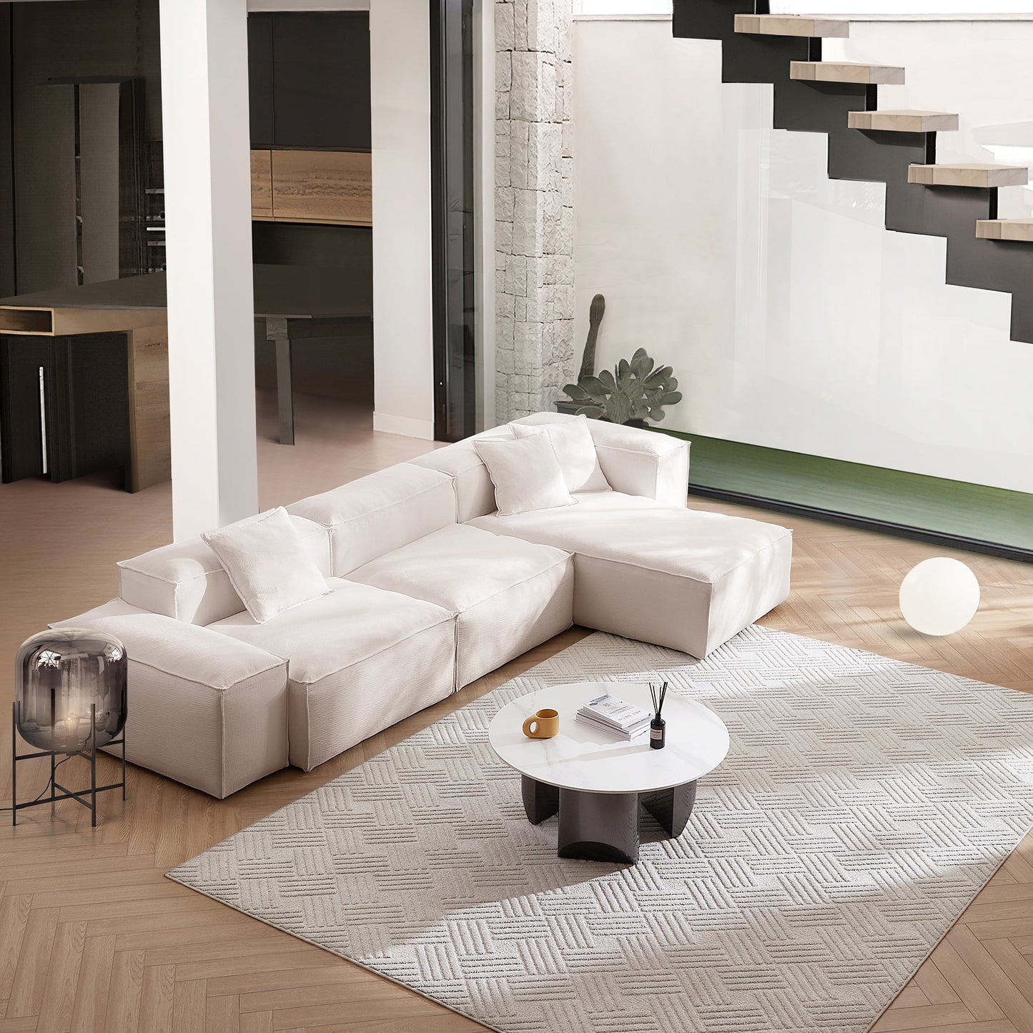 Freedom Modular Gray Sectional Sofa-Khaki