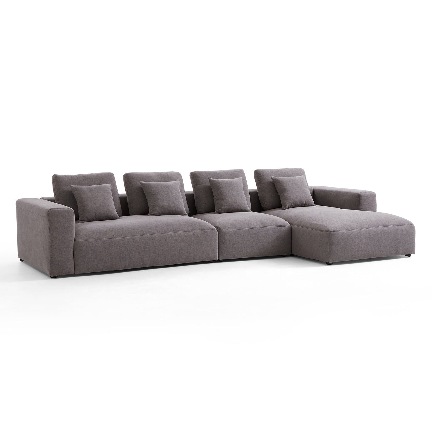 Nathan Modular Dark Gray Natural Linen Sectional Sofa-Dark Gray-151.0"-Facing Right