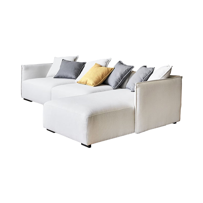 Serene Beige Fabric Sectional-Beige-118.1"-Facing Right